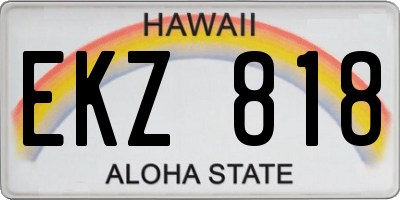 HI license plate EKZ818