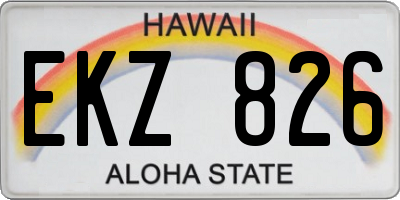 HI license plate EKZ826