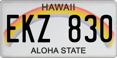 HI license plate EKZ830