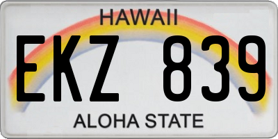 HI license plate EKZ839