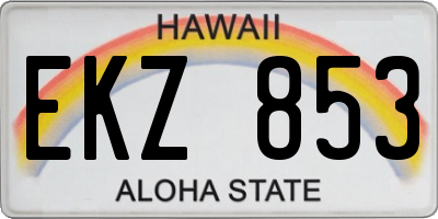 HI license plate EKZ853