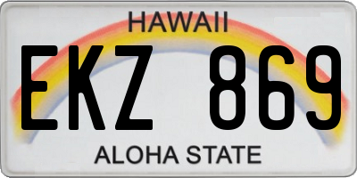 HI license plate EKZ869