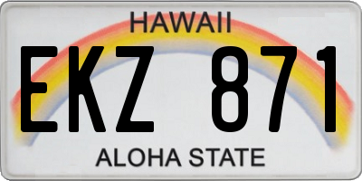 HI license plate EKZ871