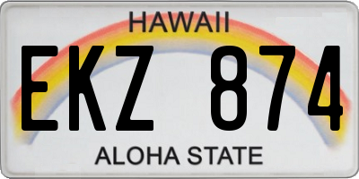HI license plate EKZ874