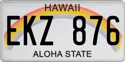 HI license plate EKZ876