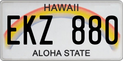 HI license plate EKZ880