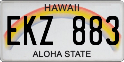 HI license plate EKZ883