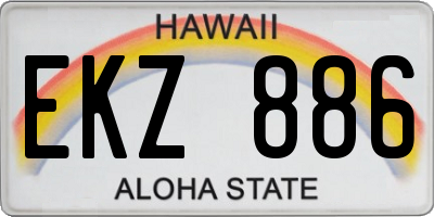 HI license plate EKZ886