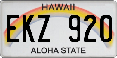 HI license plate EKZ920