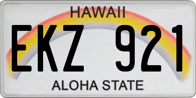 HI license plate EKZ921