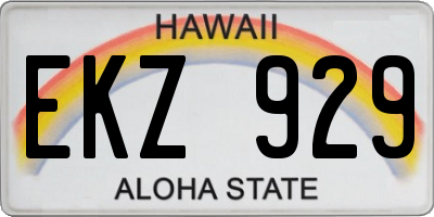 HI license plate EKZ929