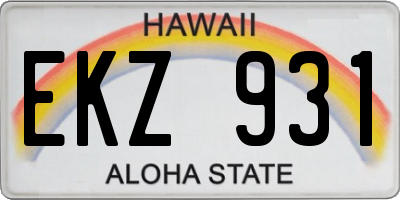 HI license plate EKZ931