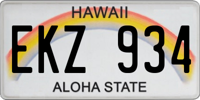 HI license plate EKZ934