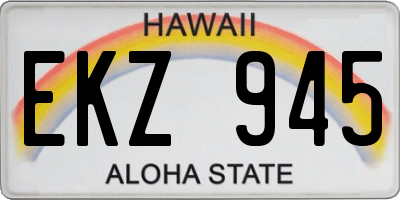 HI license plate EKZ945