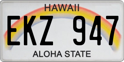 HI license plate EKZ947