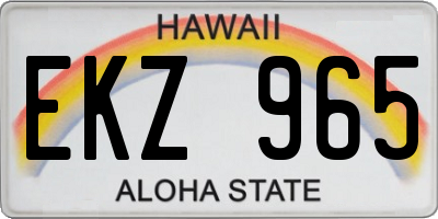 HI license plate EKZ965