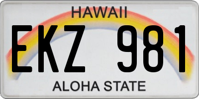 HI license plate EKZ981
