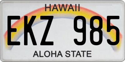HI license plate EKZ985