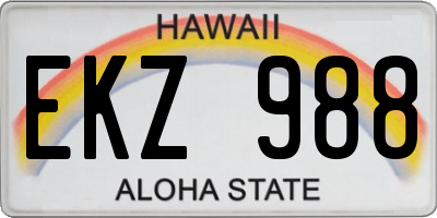 HI license plate EKZ988