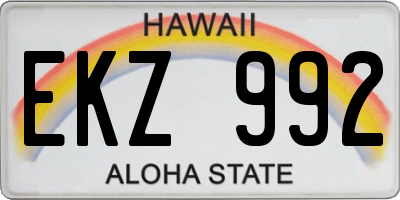 HI license plate EKZ992