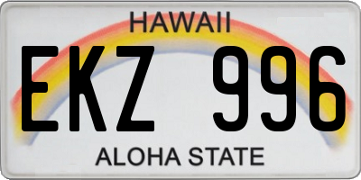 HI license plate EKZ996