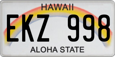 HI license plate EKZ998