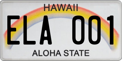 HI license plate ELA001