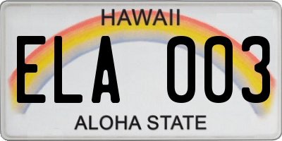 HI license plate ELA003