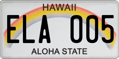 HI license plate ELA005
