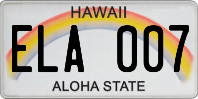 HI license plate ELA007