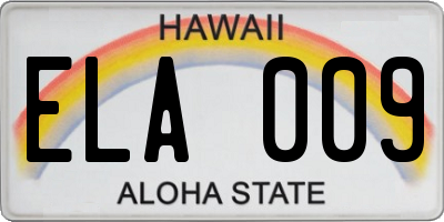 HI license plate ELA009