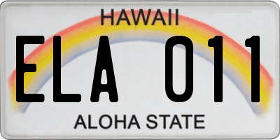 HI license plate ELA011