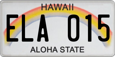 HI license plate ELA015