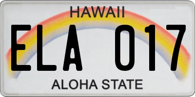 HI license plate ELA017