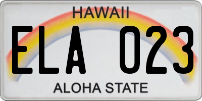 HI license plate ELA023