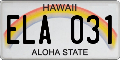 HI license plate ELA031