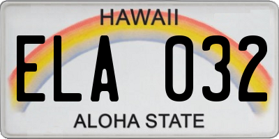 HI license plate ELA032