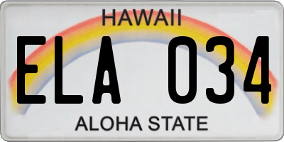 HI license plate ELA034