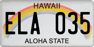 HI license plate ELA035