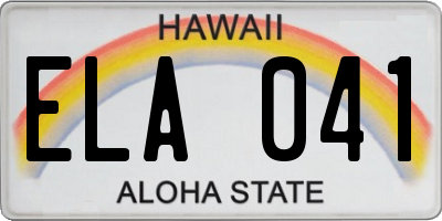 HI license plate ELA041