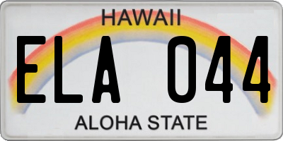 HI license plate ELA044