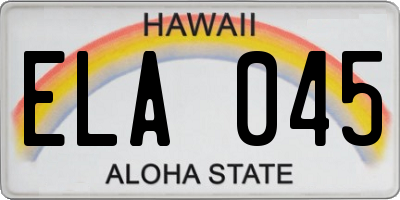HI license plate ELA045