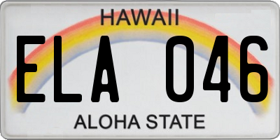 HI license plate ELA046
