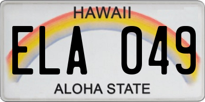 HI license plate ELA049