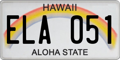 HI license plate ELA051
