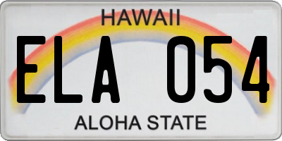 HI license plate ELA054