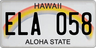 HI license plate ELA058