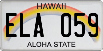 HI license plate ELA059