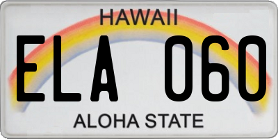 HI license plate ELA060