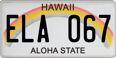 HI license plate ELA067